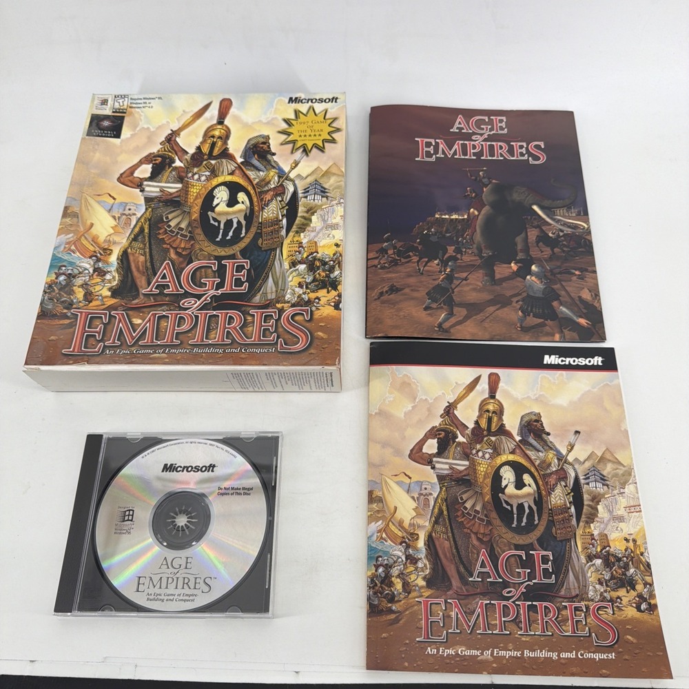 IBM PC CD Rom Game Microsoft Age Of Empires 1997 Game Of The Year Big Box